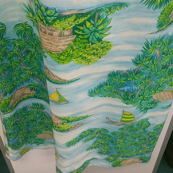 Rare Vintage Hawaiian flutter sleeves long dress - Picture 4 of 8